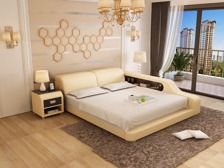 Designer Bett Polsterbett Luxusbett Doppelbett Ehebett Betten 140/160/180 LB8818