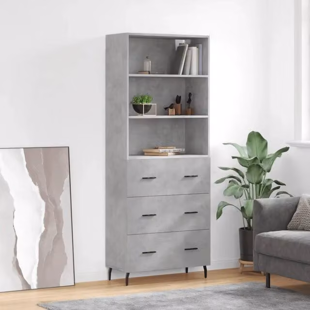 Credenza Grigio Cemento 69,5x34x180 cm in Legno Multistrato 3189401