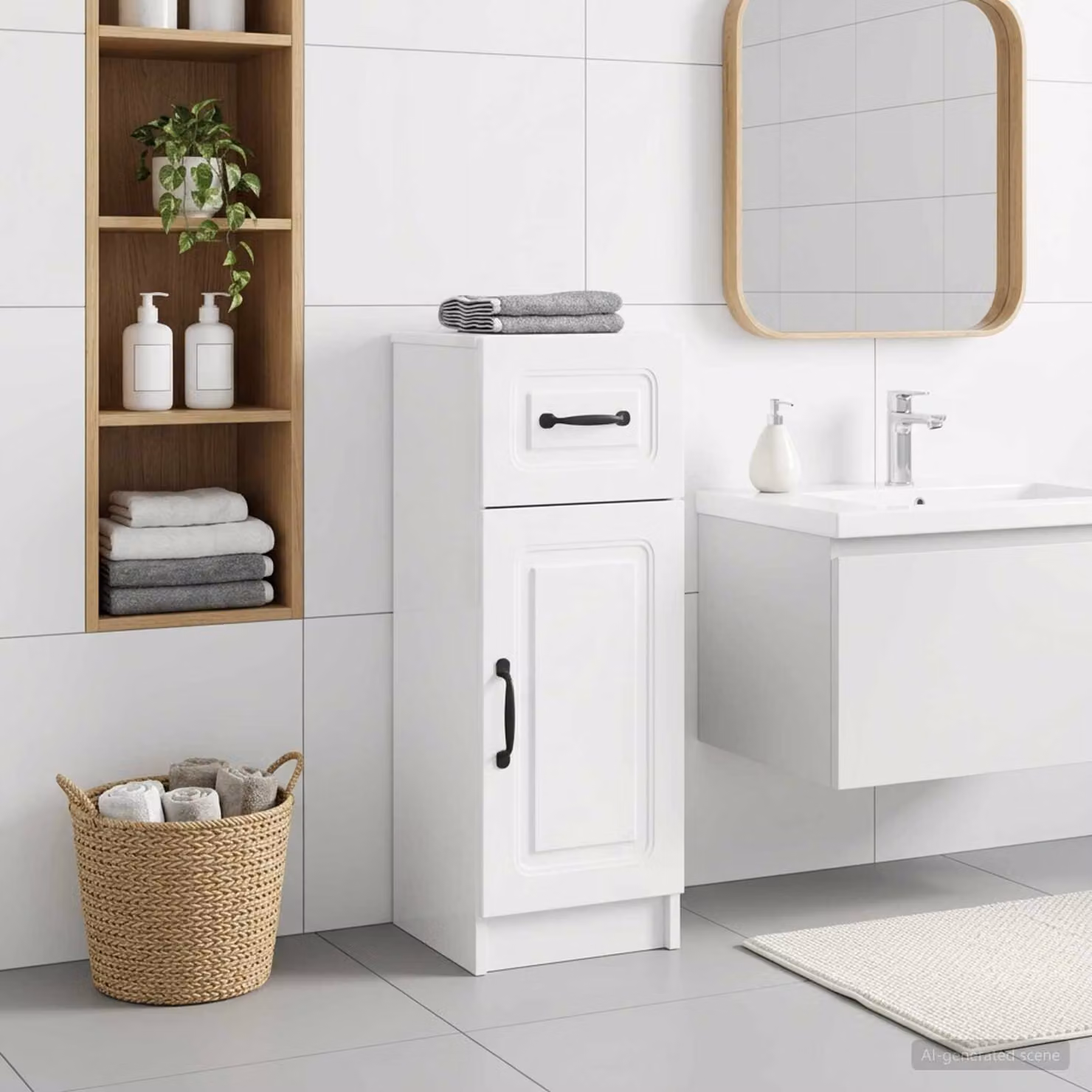 Mobiletto da bagno moderno vidaXL UTRECHT bianco lucido L/P/H: 30 x 31 x 77 cm