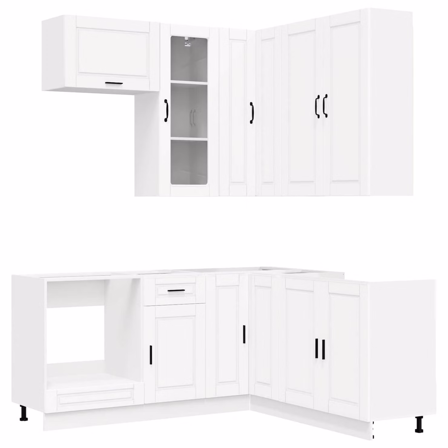 Set di mobili da cucina PORTO, 8 pezzi, in legno impiallacciato bianco