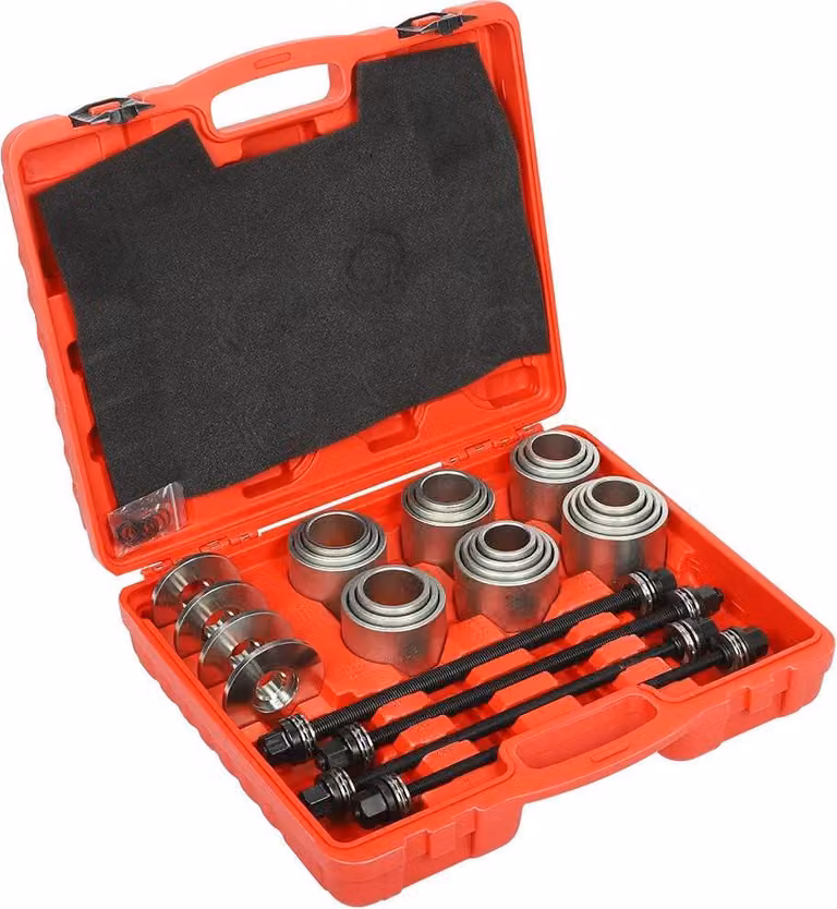 Set di utensili - Bussole di pressione e trazione per boccole e cuscinetti - 28 pezzi - Universale - Per riparazione e manutenzione di autoveicoli - Rosso