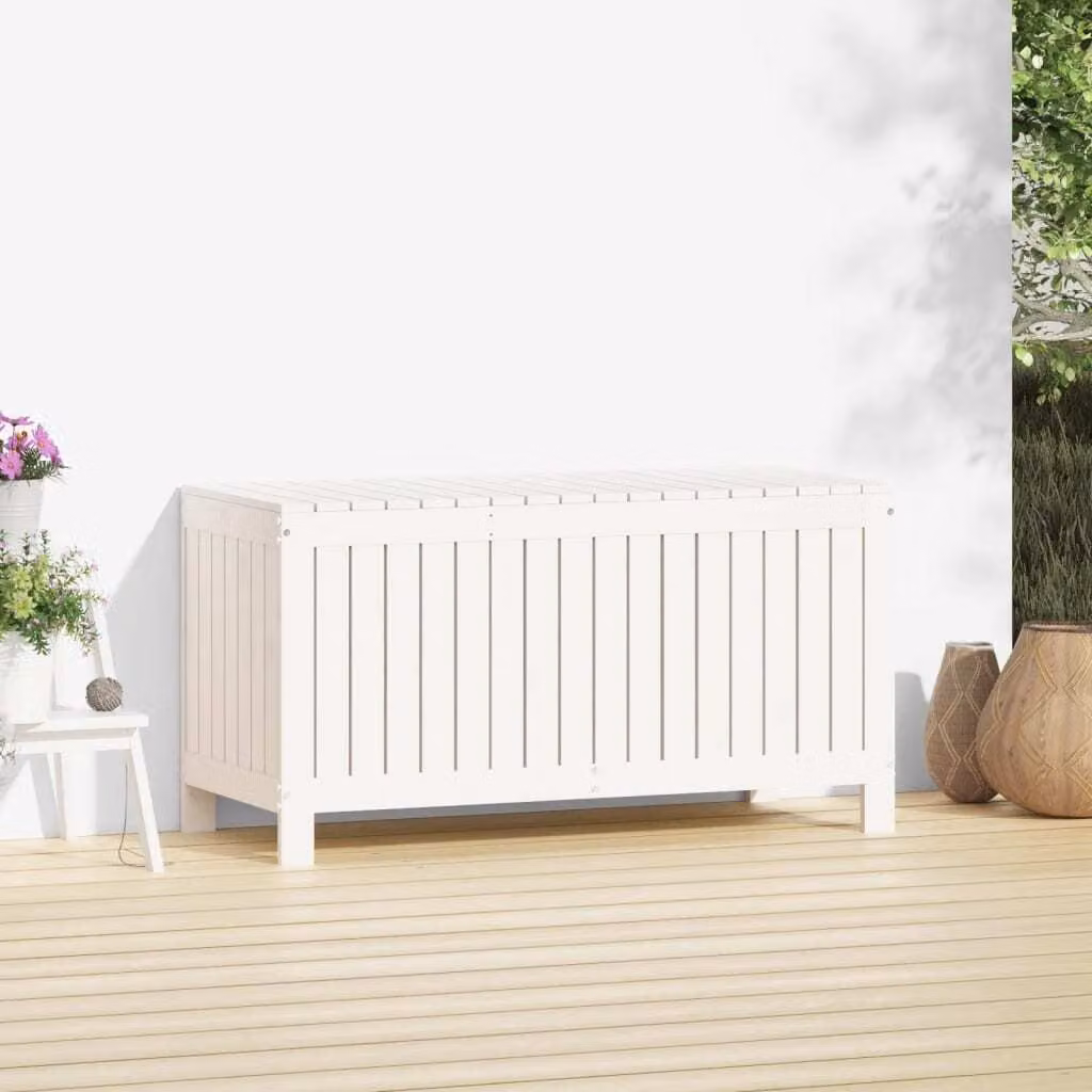 vidaXL Cassapanca da giardino bianca 115x49x60 cm in legno di pino massiccio - Cassapanca da giardino - Cassapanca da giardino - Cassetta da giardino - Cassetta da giardino