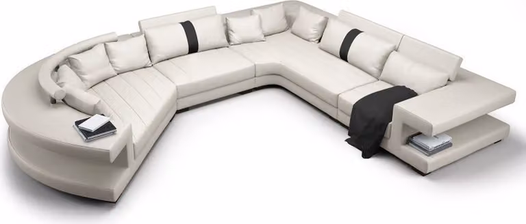 Wohnlandschaft Ecksofa Sofa Couch Polster Rundsofa Rundes Sofa Leder