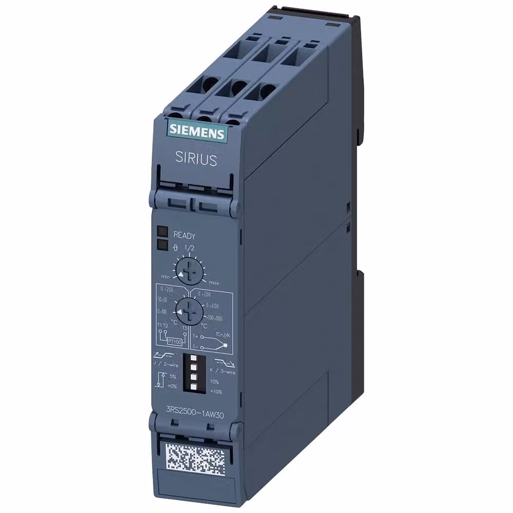 Relè termico Siemens, PT100, termocoppia J, K, AC/DC 24-240 V, 1 W, collegamento a vite 3RS25001AW30