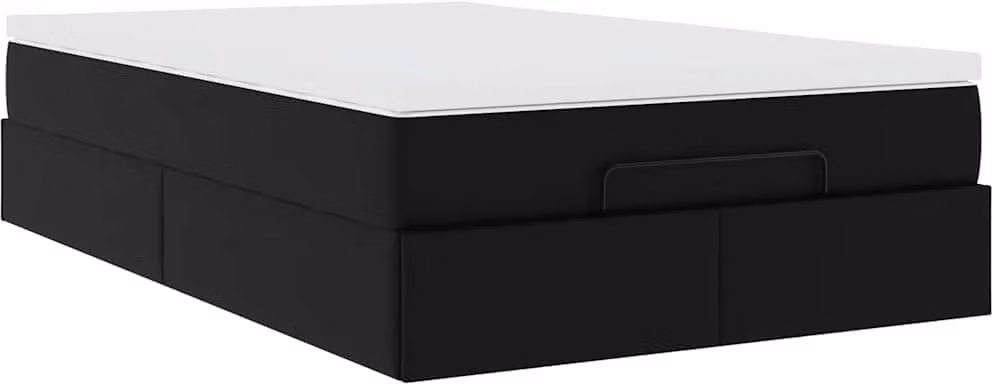 Struttura Letto Pouf con Materasso Nero 120x200 cm Pelle finta
