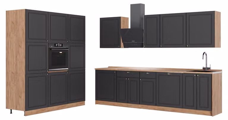 Cucina componibile Vicco Fame-Line Oro-antracite rustico/Rovere dorato 460 cm, PL Rovere, Model 63782