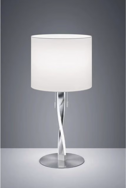 Lumetto Moderno Nandor Nichel Paralume Tessuto Bianco Fusto Led Trio Lighting