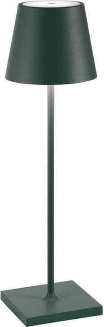 Lampada da tavolo a LED Zafferano Poldina Pro Verde Scuro ricaricabile e dimmerabile con controllo touch