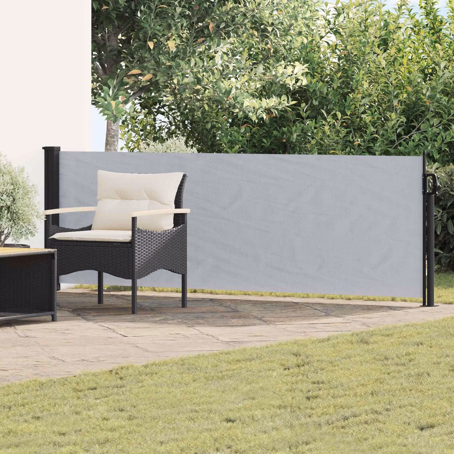 Tenda laterale retrattile vidaXL in poliestere grigio, L: 500 cm, H: 100 cm