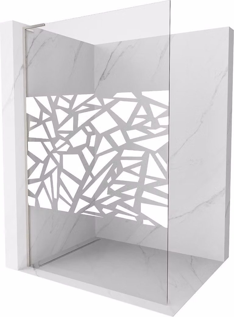 Mexen Kioto L pannello doccia Walk-in 100 x 200 cm, motivo bianco, nichel spazzolato - 800-100-103-97-85