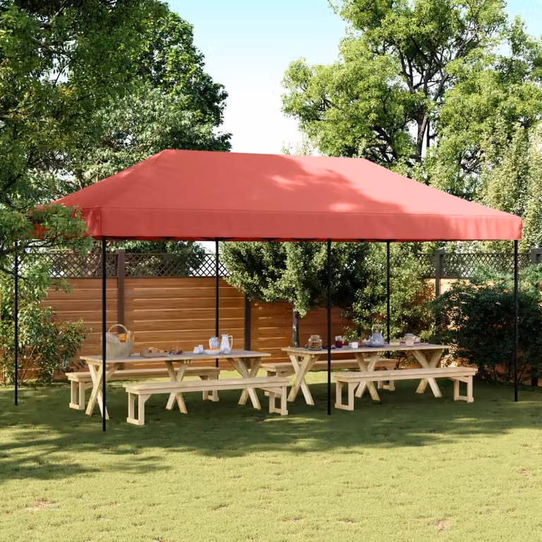 vidaXL Tenda da Festa Pieghevole Pop-Up Rosso e Nero L/P/H: 580 x 292 x 315 cm