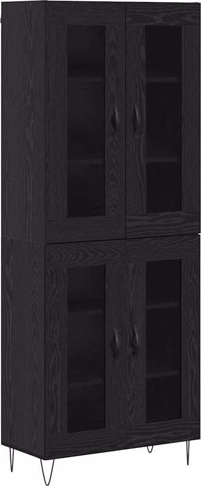 Credenza Rovere Nero 69,5 x 34 x 180 cm Legno multistrato