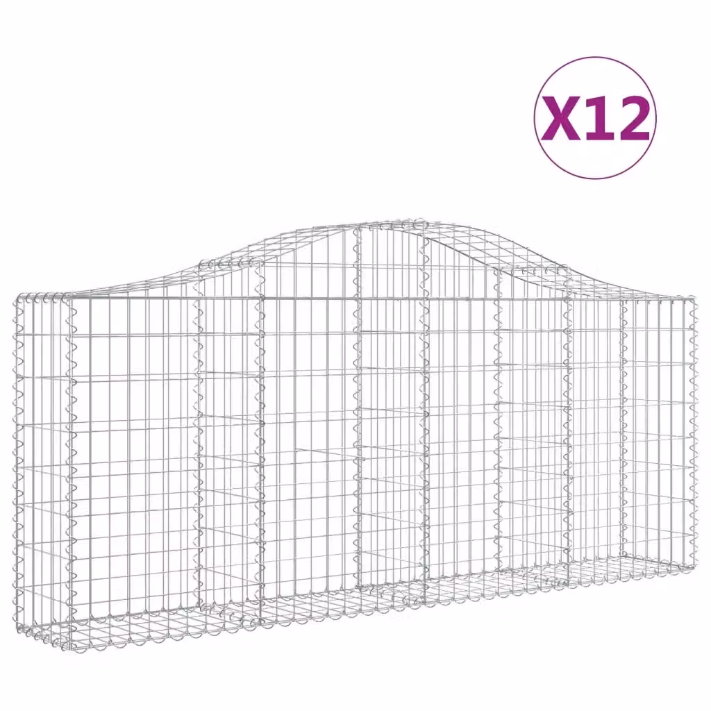 Set di 12 Cesti Gabbioni ad Arco Videx in Acciaio Zincato Colore Argento L: 200 cm, P: 30 cm, H: 80/100 cm – 2