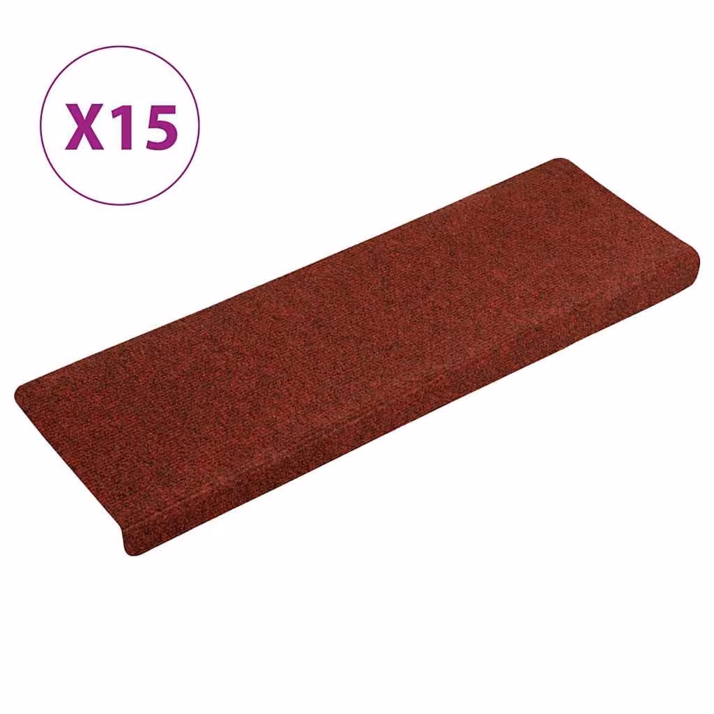 vidaXL Tappetini per scale autoadesivi 15 pz 65x21x4 cm Bordeaux Rosso