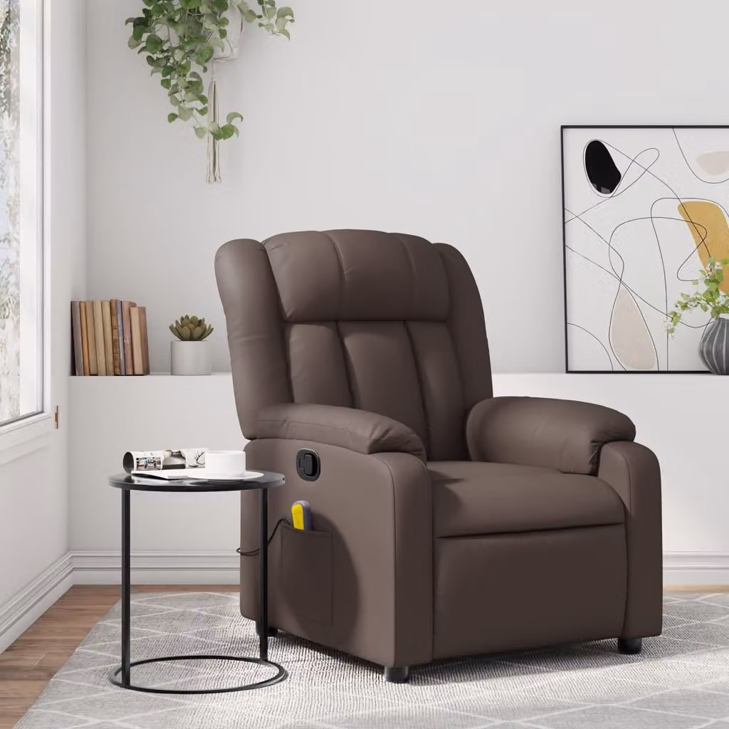 vidaXL Poltrona Reclinabile Relax in Similpelle Marrone con Braccioli