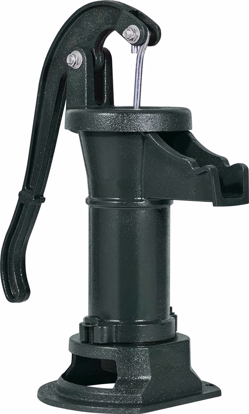 SucceBuy Antica pompa a battente in stile vintage, prevalenza di 7,6 m, robusta struttura in ghisa, pompa manuale per fontana con base rialzata, attacco NPT da 1-1/4 di pollice, ideale per giardino, laghetto, cortile e fattoria, finitura verde