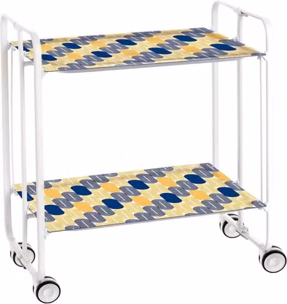 Carrello da cucina pieghevole DON HIERRO moderno con ruote e struttura in metallo bianco, L 66 cm x P 43 cm x H 72 cm – 1