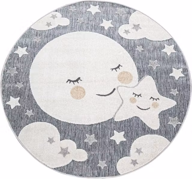 Tappeto rotondo per bambini Twitara grigio per interno ed esterno, Diametro: 160 cm – 1