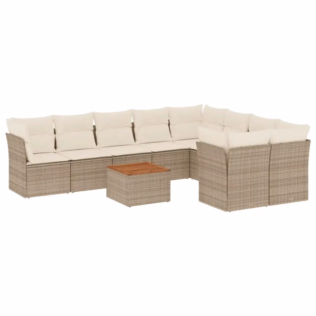 Set Divano da Giardino a L con Polyrattan e Cuscini Beige vidaXL – 2