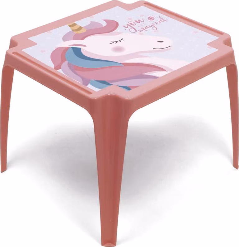 tavolo unicorno 44 x 50 cm in polipropilene rosso/rosa