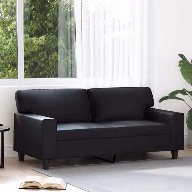 Divano a 2 Posti-Sofa 2 Posti Nero 140 cm in Similpelle 253837