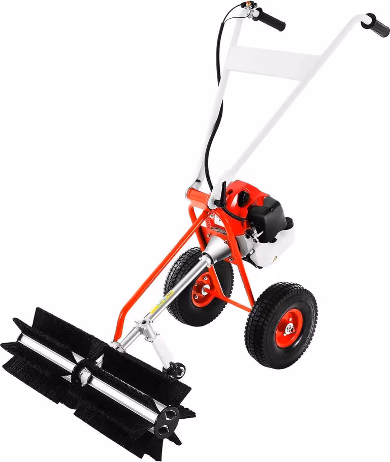 Spazzatrice a benzina - Motore da 43cc, 1,25 kW - Spazzola manuale per la neve - Velocità regolabile - Con ruote - Adatta per tappeti sintetici, cortili e marciapiedi - Colore: rosso