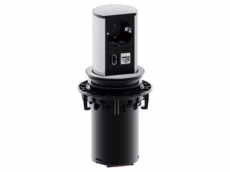 Bachmann ELEVATOR - Anschlussdose, Unterputz - RJ-45, Strom, USB3.0 Type A - Mattes Chrom (928.005)
