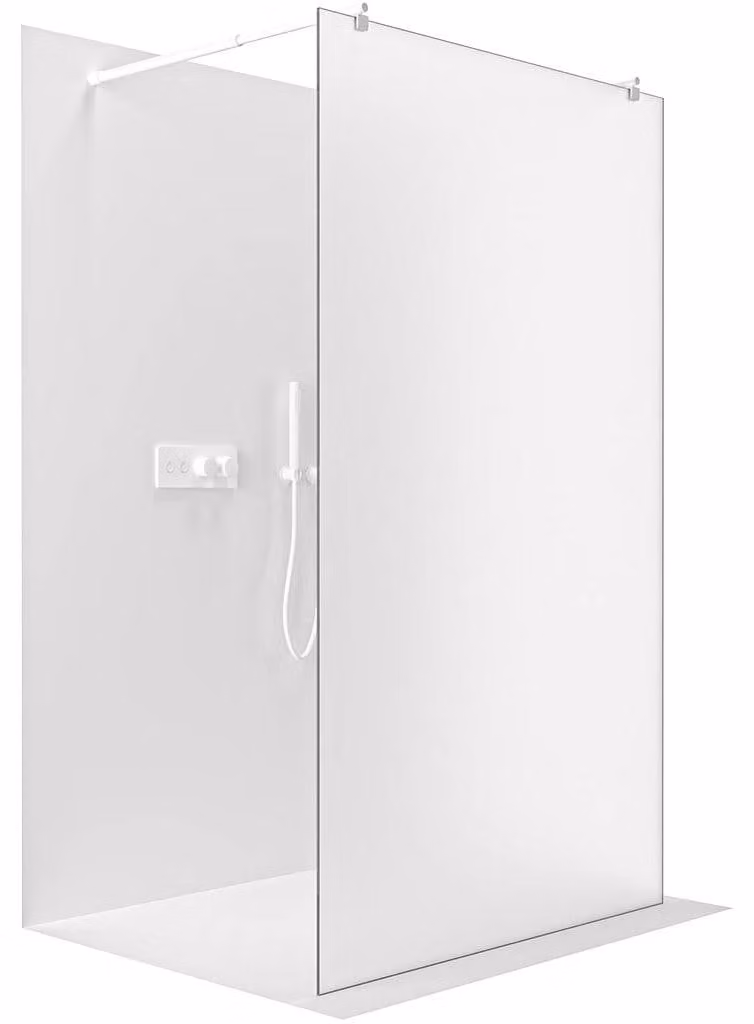 Pannello doccia angolare Walk-in Onyx Duo, versione sinistra/destra, vetro da 8 mm, montante rotondo, bianco opaco, vetro satinato, dimensioni 90x200 cm