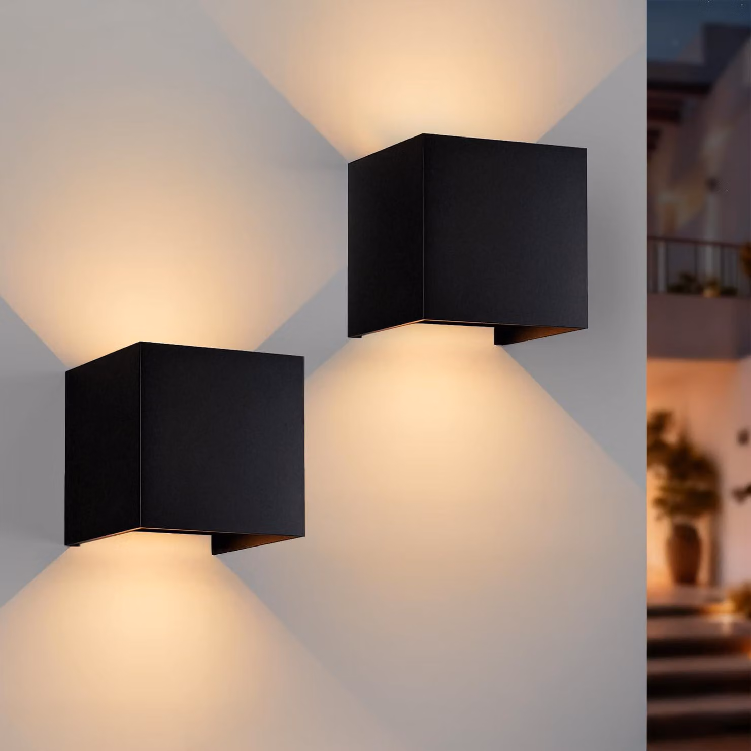 Lampada da parete LED 10W - Alluminio nero, design moderno - Luce calda 3000K - Adatta per esterni, balconi, garage