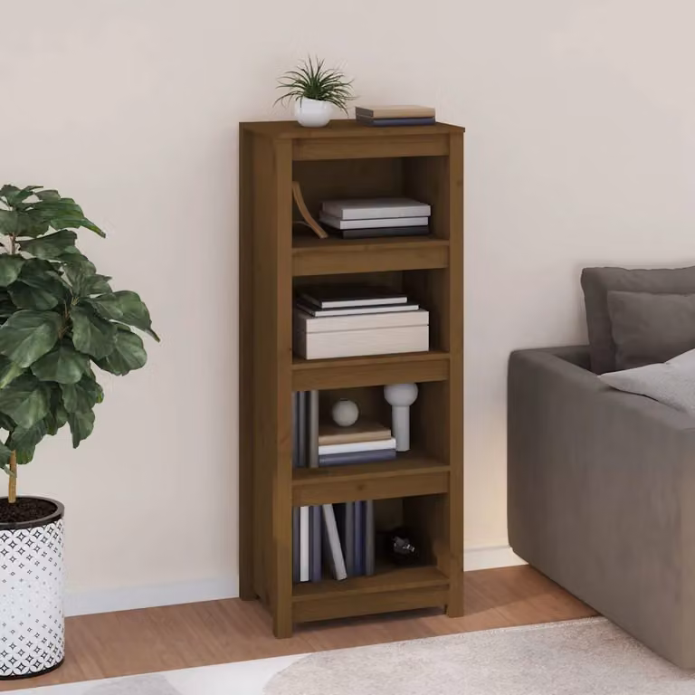 Libreria moderna vidaXL in legno massello di pino, colore marrone, L 50 cm x P 35 cm x H 125,5 cm