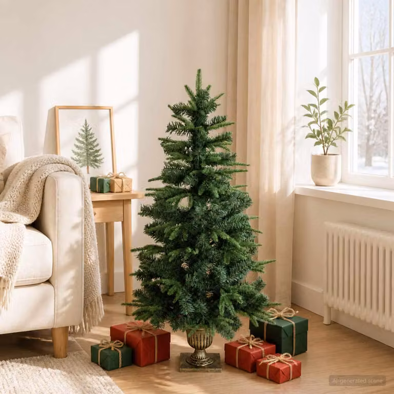 Albero di Natale mini, 120 cm, in PVC e PE, colore verde
