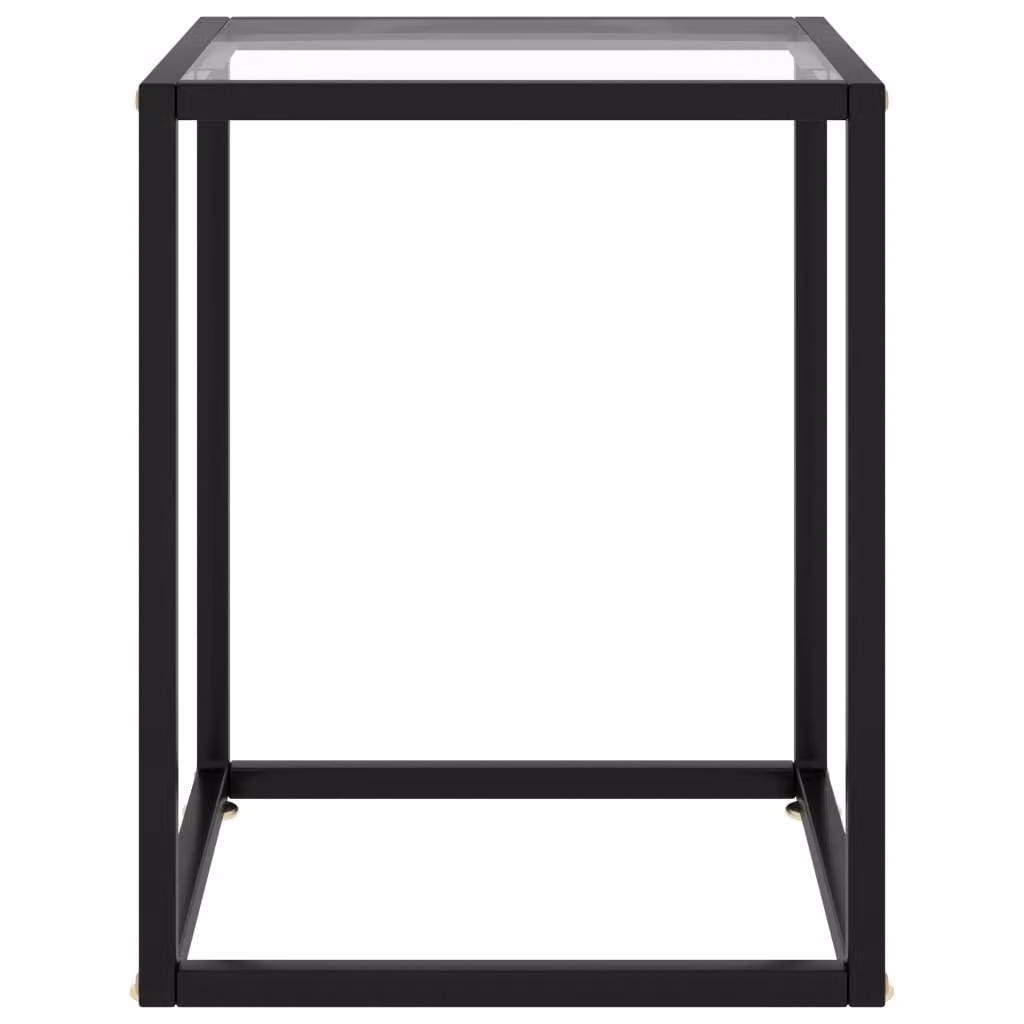 Tavolino da Salotto Nero con Vetro Temperato 40x40x50 cm