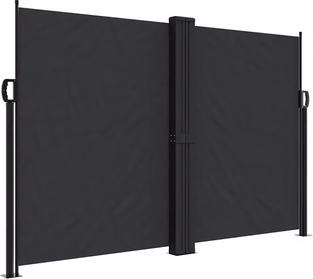 Tenda parasole laterale retrattile DESIGN IN in poliestere nero con struttura in alluminio e acciaio L: 1200 cm, H: 160 cm