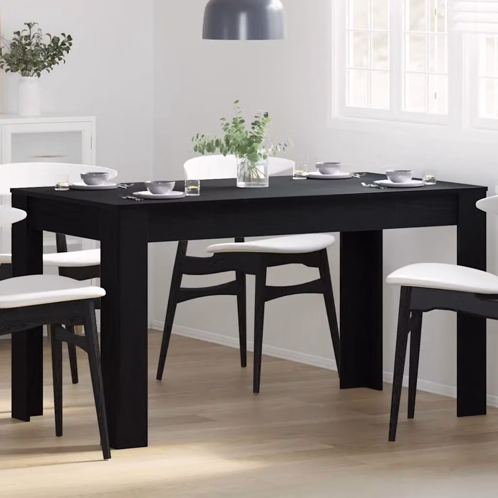 vidaXL Tavolo da pranzo moderno rettangolare in legno e MDF, colore nero e rovere, L: 140 cm, P: 74,5 cm, H: 76 cm