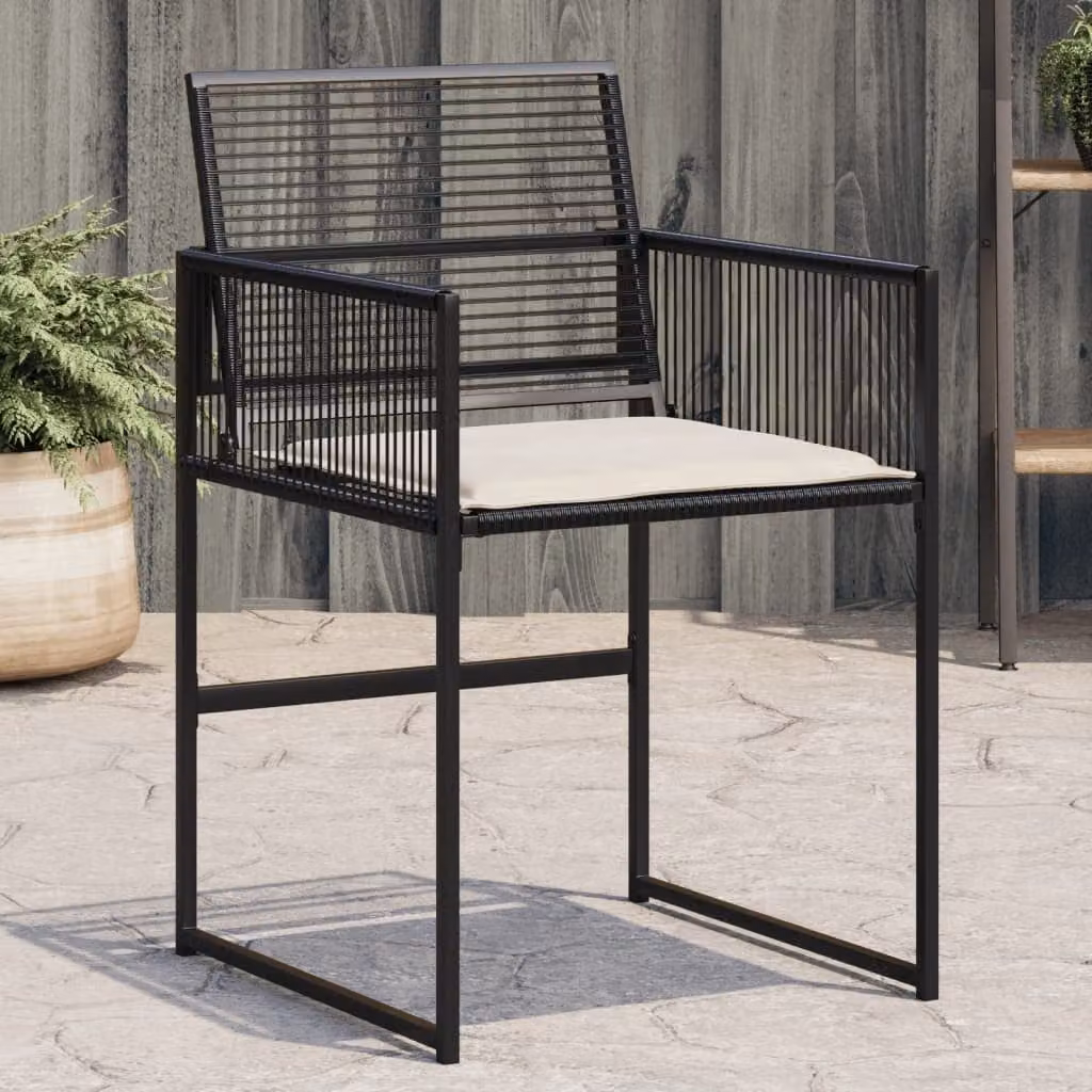 Set di 4 sedie da giardino vidaXL in polyrattan nere con cuscini resistenti ai raggi UV