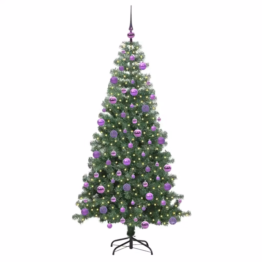 Albero di Natale verde vidaXL con 300 LED luce bianca calda in PVC, Altezza: 240 cm – 2