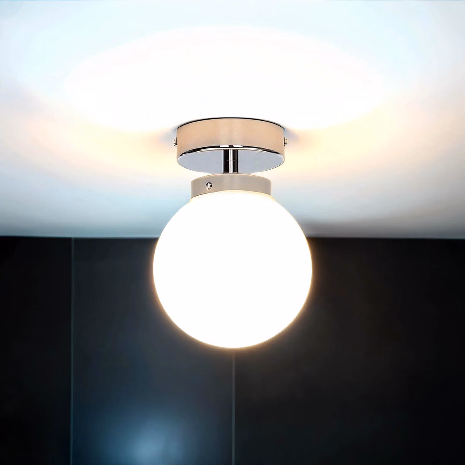 Plafoniera a sfera E14 Ø 15 cm cromo vetro metallo plafoniera bagno