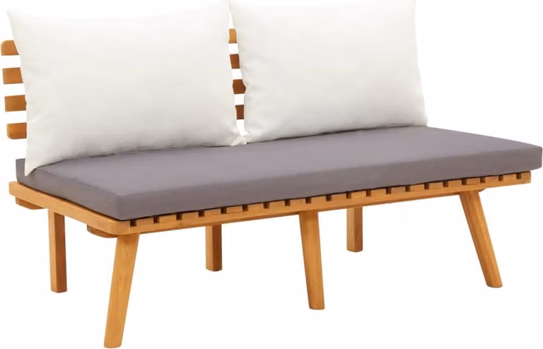 Panca da Giardino con Cuscini 115 cm in Legno Massello Acacia