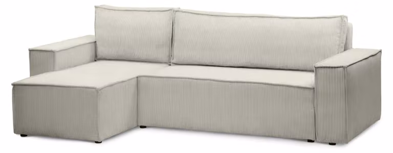Divano a tre posti con funzione letto, modello Agi, in tessuto di lino grigio