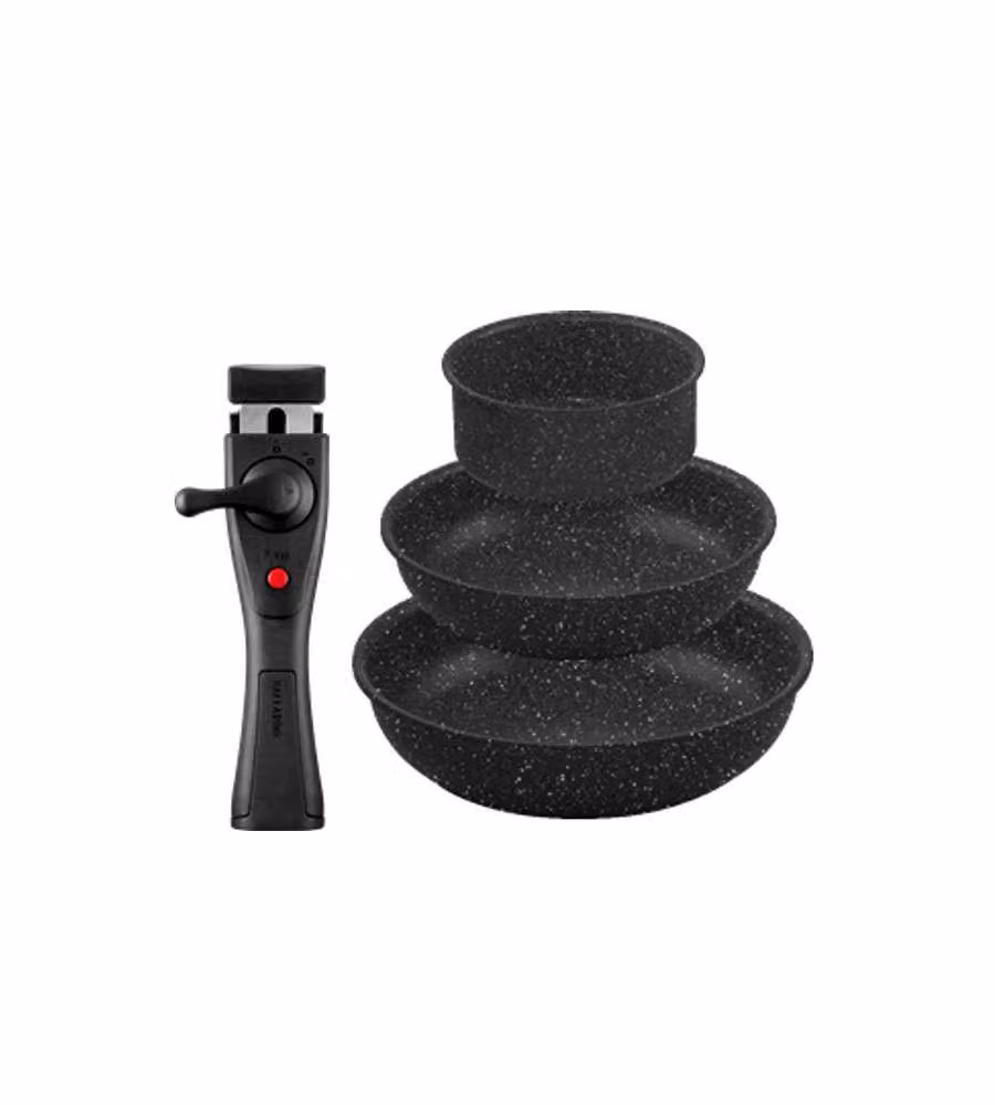 Set di 4 padelle e casseruole Ballarini Bolzano in alluminio con rivestimento antiaderente, colore nero