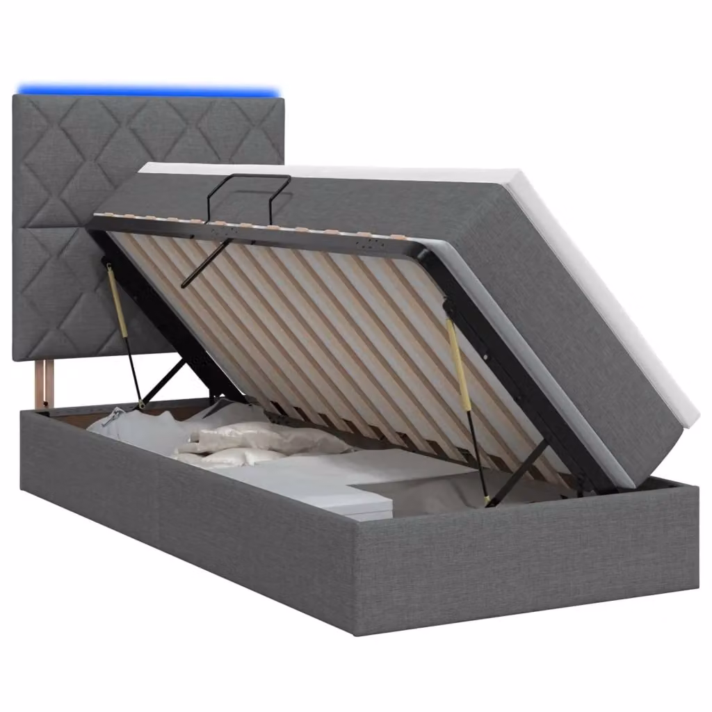 Letto con contenitore e materasso vidaXL Grigio Scuro con illuminazione LED e porte USB L/P/H: 90 x 190 x 128 cm – 2