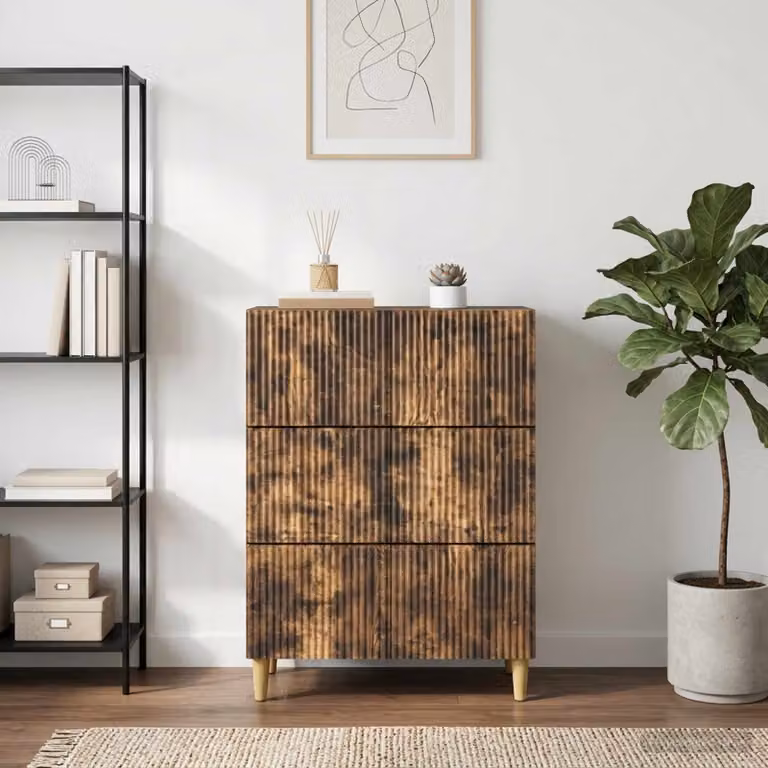 Carrello mobile con cassetti vidaXL in legno marrone L 66 cm, P 34,5 cm, H 90 cm