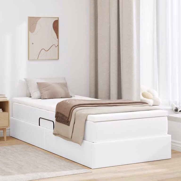 Letto con contenitore e materasso ibrido vidaXL Bianco L/P: 90 x 190 cm