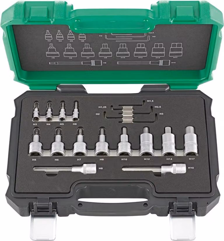 Set di bussole 1/4"+1/2"19pz. FORTIS