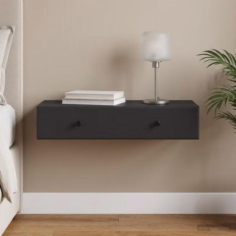 vidaXL Tavolino da Parete Laterale Moderno Nero in MDF L 87,5 x P 34,5 x H 17 cm