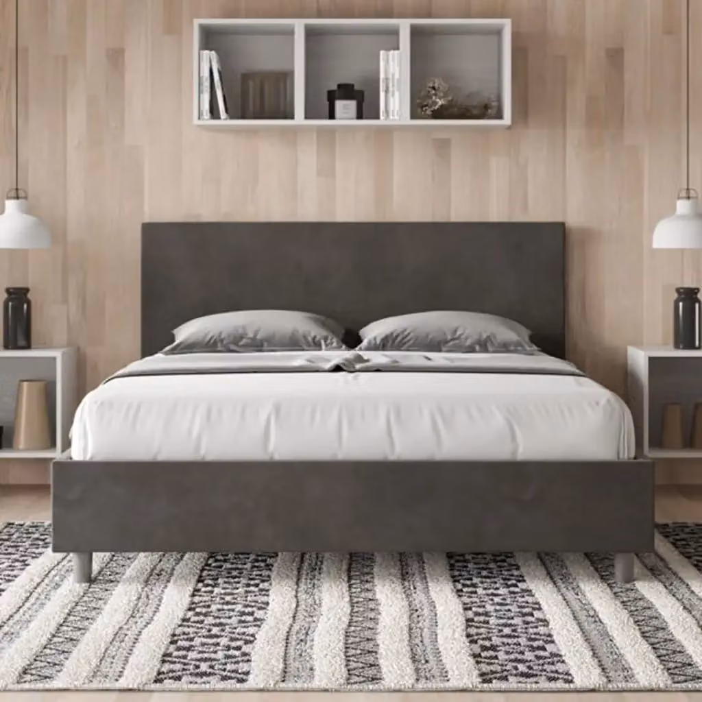 Letto matrimoniale contenitore Adele Ityhome imbottito in microfibra grigio L/P/H: 160 x 200 x 106 cm – 2