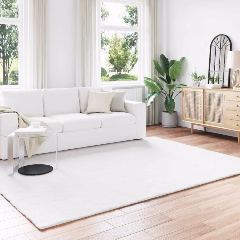 vidaXL Tappeto in ecopelliccia sintetica bianco, antiscivolo e lavabile, rettangolare