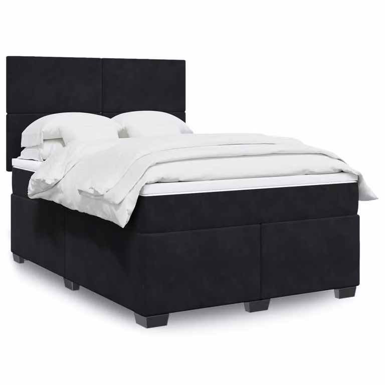 vidaXL Giroletto a Molle con Materasso in Velluto Nero L: 140 cm, P: 190 cm