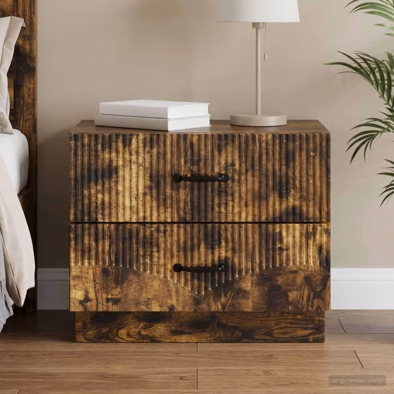 Armadio da Notte vidaXL in Rovere Fumo, Design Moderno per Camera da Letto, L 62 x P 34,5 x H 44,5 cm