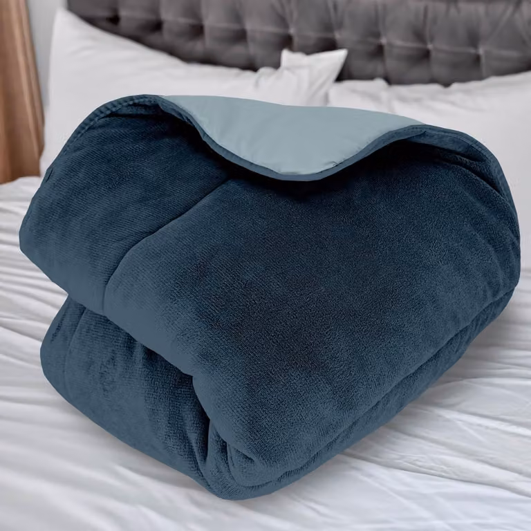 Piumino copripiumino in pile, microfibra, 240x260 cm, bicolore blu